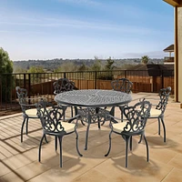 Streamdale Furniture (Cushions In Random Colors)7-Piece Set Of Cast Aluminum Patio Furniture With Cushions