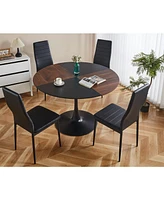 Simplie Fun 1+4,5pieces dining set, Table metal leg Mid-century Dining Table for 4