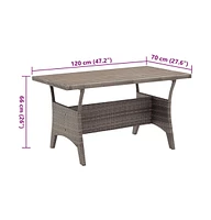 vidaXL Patio Table Gray 47.2"x27.6"x26" Poly Rattan