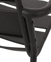 Modern Bistro Set: Curved Frames, Open Slats, Round Table, Matte Finish
