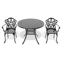 (Cushions In Random Colors)3-Piece Set Of Cast Aluminum Patio Furniture With Cushions