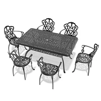 (Cushions In Random Colors)7-Piece Set Of Cast Aluminum Patio Furniture With Cushions