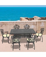 Streamdale Furniture (Cushions In Random Colors)7-Piece Set Of Cast Aluminum Patio Furniture With Cushions