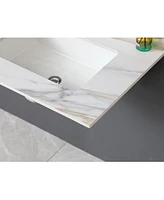 31 Inch Marble Vanity Top, Bathroom Vanity Top with Undermount Rectangular Middle Sink and 4" Height Backsplash, Pre-Drilled Faucet Hole Vanity T