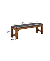 Simplie Fun Apollo Bench in Espresso Pu & Walnut