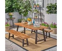 Catriona 3 Piece Wood Outdoor Dining Set
