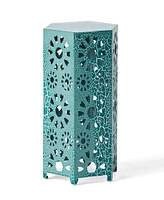 Eliana 2-Piece Sunburst Cutout Side Table Set In Teal, Blue, Or Green