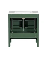 30 Inch Green Bathroom Vanity with Single Sink, Combination Under Counter Sink, Bathroom Storage Cabinet with 2 Doors and a Drawer, Soft Closure, Mult