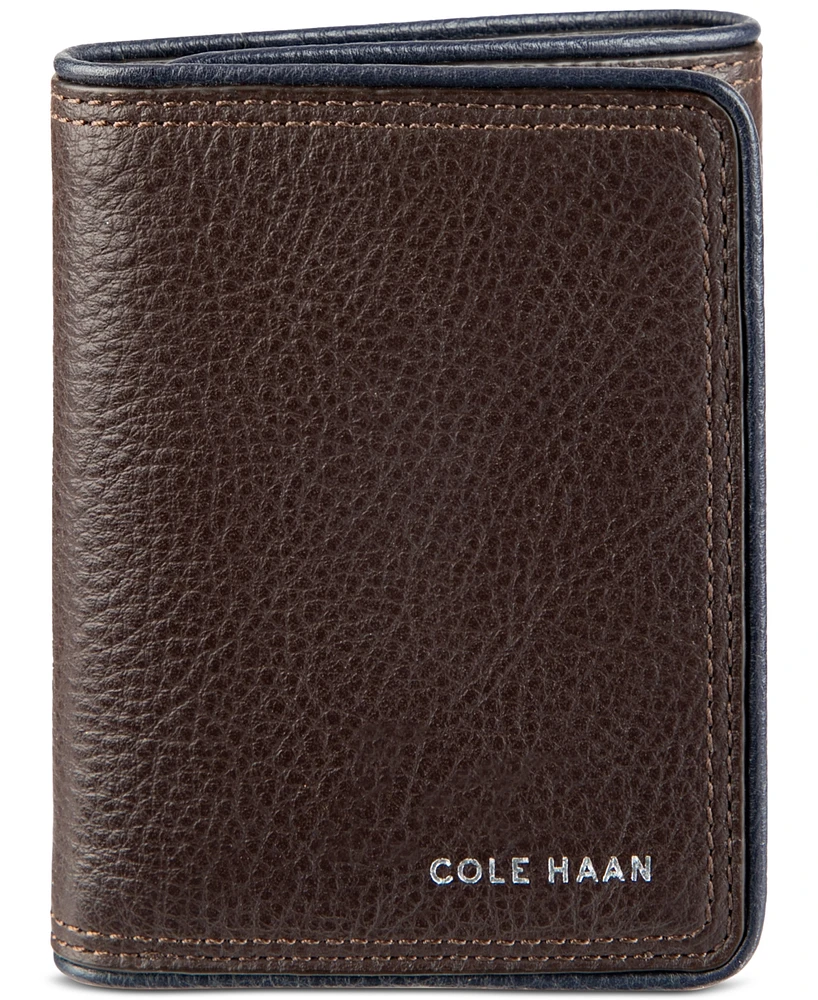 Cole Haan Men's Leather Trifold Wallet with Contrast Color Edge