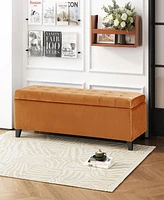 Simplie Fun Luxurious Velvet Ottoman with Lift-Top Storage and Waffle Stitching