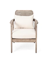 Outdoor Acacia Wood Patio Club Chair, Patio Furniture, Waterproof Thick Cushion Deep Seating for Porch, Garden, Backyard, Balcony