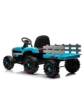 Simplie Fun Ride on Tractor2.0 with Trailer,24V Battery Powered Electric Tractor Toy