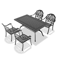 Simplie Fun (Cushions In Random Colors)5-Piece Set Of Cast Aluminum Patio Furniture With Cushions