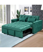 Streamdale Furniture Modern flannel double sofa with folding bed, small double sofa with three in one convertible sofa bed, adjustable backrest and st