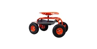 Garden Cart Rolling Scooter, Adjustable Height Heavy Duty Scooter, Rolling Garden Cart with 4 Wheels and Extendable Handle, Garden Stool Cart with 360