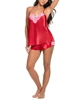 Linea Donatella Women's Satin Lace-Trim 2pc. Cami & Short Set
