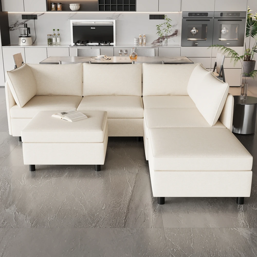 Modular Sectional Sofa, Convertible Sofa Seat With Storage, Sleeper Sectional Sofa Set