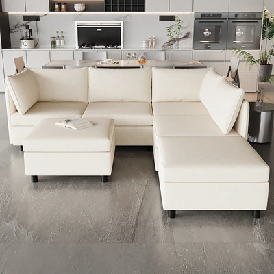 Modular Sectional Sofa, Convertible Sofa Seat With Storage, Sleeper Sectional Sofa Set