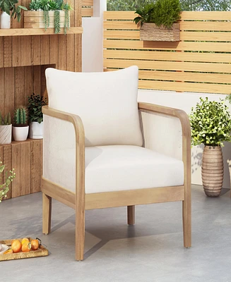 Simplie Fun Outdoor Acacia Wood Patio Club Chair, Textilene Patio Furniture, Waterproof Thick Cushion Deep Seating for Porch, Garden, Backyard, Balcon