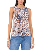 Vince Camuto Women's Printed Keyhole-Back Sleeveless Top