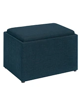 Convenience Concepts 22.75" Faux Linen Accent Storage Ottoman with Tray