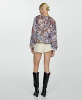 Mango Women's Ruffles Detail Paisley Blouse