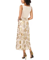 Vince Camuto Women's Metallic Floral-Print Midi Skirt