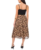 Vince Camuto Women's Floral-Flocked Pull-On Midi Skirt