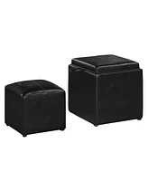 Convenience Concepts 17.5" Faux Leather Park Avenue Ottoman with Stool and Tray