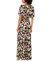Vince Camuto Women's Printed V-Neck Flutter-Sleeve Jumpsuit