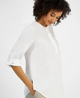 Charter Club Women's Linen 3/4-Sleeve Tunic Top, Exclusively at Macy's