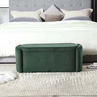 Storage Ottoman, Bedroom End Bench, Upholstered Fabric Storage Ottoman with Safety Hinge, Entryway Padded Footstool, Ottoman Bench for Living Room & B