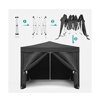 10'x10' Folding Canopy with 4 Removable Sidewalls Outdoor Event Shelter Upf 50+ Gazebo Portable Tents for Parties Beach Camping Wedding Ez Pop Up Cano
