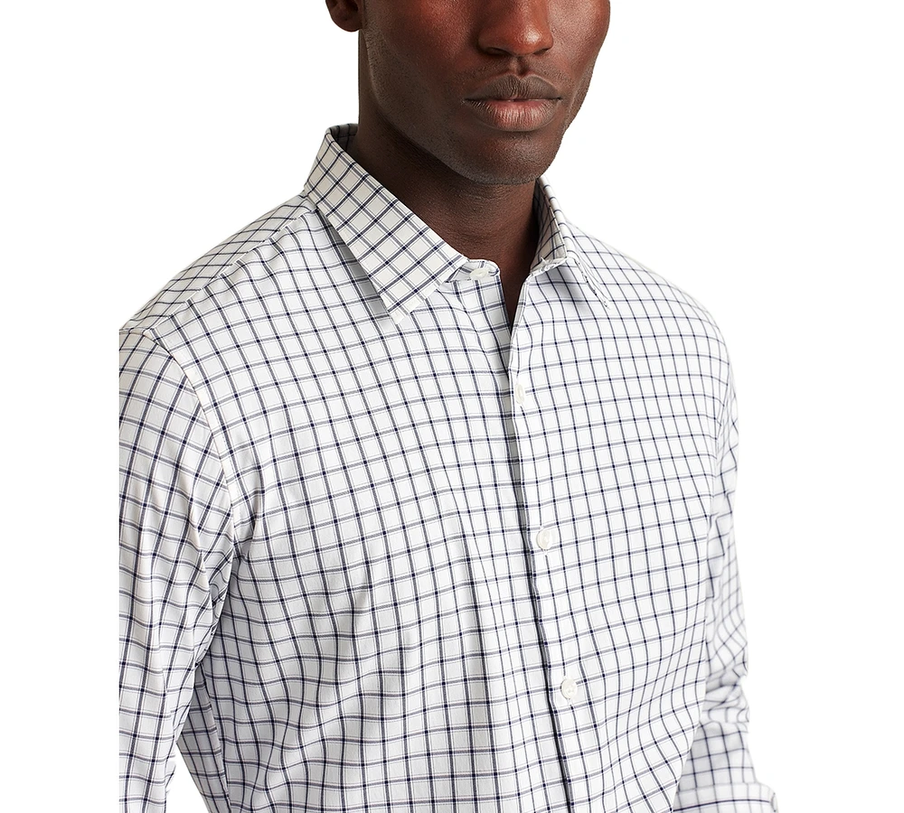 Bonobos Men's Slim Fit Long Sleeve Button-Front Grid-Pattern Tech Shirt