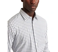 Bonobos Men's Slim Fit Long Sleeve Button-Front Grid-Pattern Tech Shirt