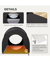 Dome Heated Cat House Portable and Waterproof Pet Shelter for Kitty in Winter, Black