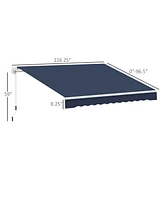 10' x 8' Retractable Awning, Patio Awnings, Sunshade Shelter w/ Manual Crank Handle, Uv & Water-Resistant Fabric and Aluminum Frame for Deck, Balcony,