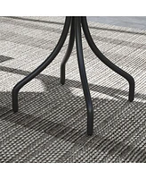 Outdoor Side Table, 26" Round Patio Table with Steel Frame and Slat Tabletop for Garden, Backyard, Porch, Balcony, Distressed Brown