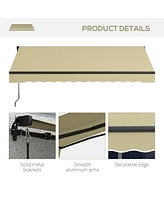 Streamdale Furniture 8' x 6.5' Retractable Awning, Patio Awning Sunshade Shelter with Manual Crank Handle, 280gsm Uv Resistant Fabric and Aluminum Fra