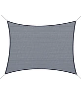 13' x 20' Rectangle Sun Shade Sail Canopy Outdoor Shade Sail Cloth for Patio Deck Yard with D-Rings and Rope Included - Gray