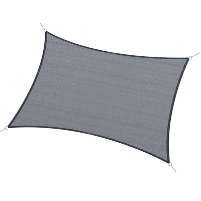 Streamdale Furniture 13' x 20' Rectangle Sun Shade Sail Canopy Outdoor Shade Sail Cloth for Patio Deck Yard with D-Rings and Rope Included - Gray