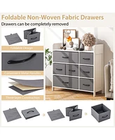 7-Drawer Dresser for Bedroom Chest of Drawers with 2 Large Fabric Bins