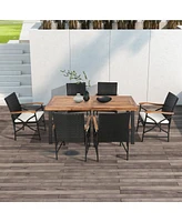 Costway 2PCS Patio Pe Wicker Dining Chairs with Soft Zippered Cushions Armchairs