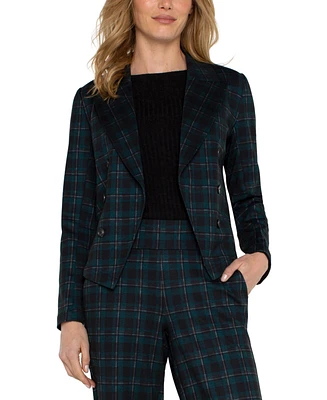 Liverpool Los Angeles Women's Plaid Knit Open-Front Blazer