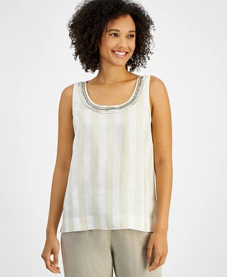 Charter Club Women's Embellished Striped Tank Top, Exclusively at Macy's