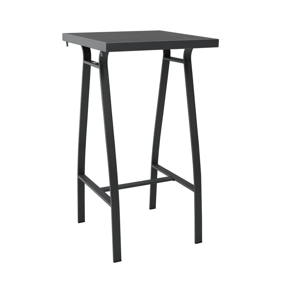 vidaXL Patio Bar Table Black 23.6"x23.6"x43.3" Tempered Glass