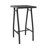 vidaXL Patio Bar Table Black 23.6"x23.6"x43.3" Tempered Glass