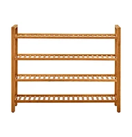 vidaXL Shoe Rack with 4 Shelves 39.4"x10.6"x31.5" Solid Oak Wood