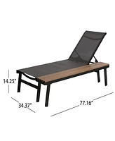 Waterloo Chaise Lounge With Attached Wood Side Table