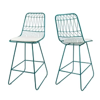 Geometric Counter Stools With Water-Resistant Cushions (Set Of 2)